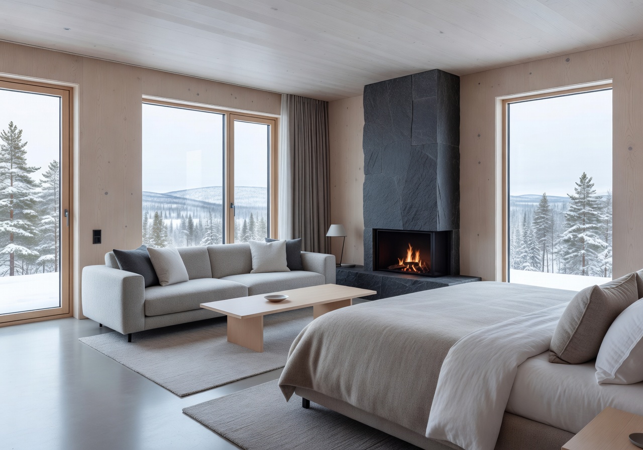 Finnish luxury hotel suite with Nordic interior design