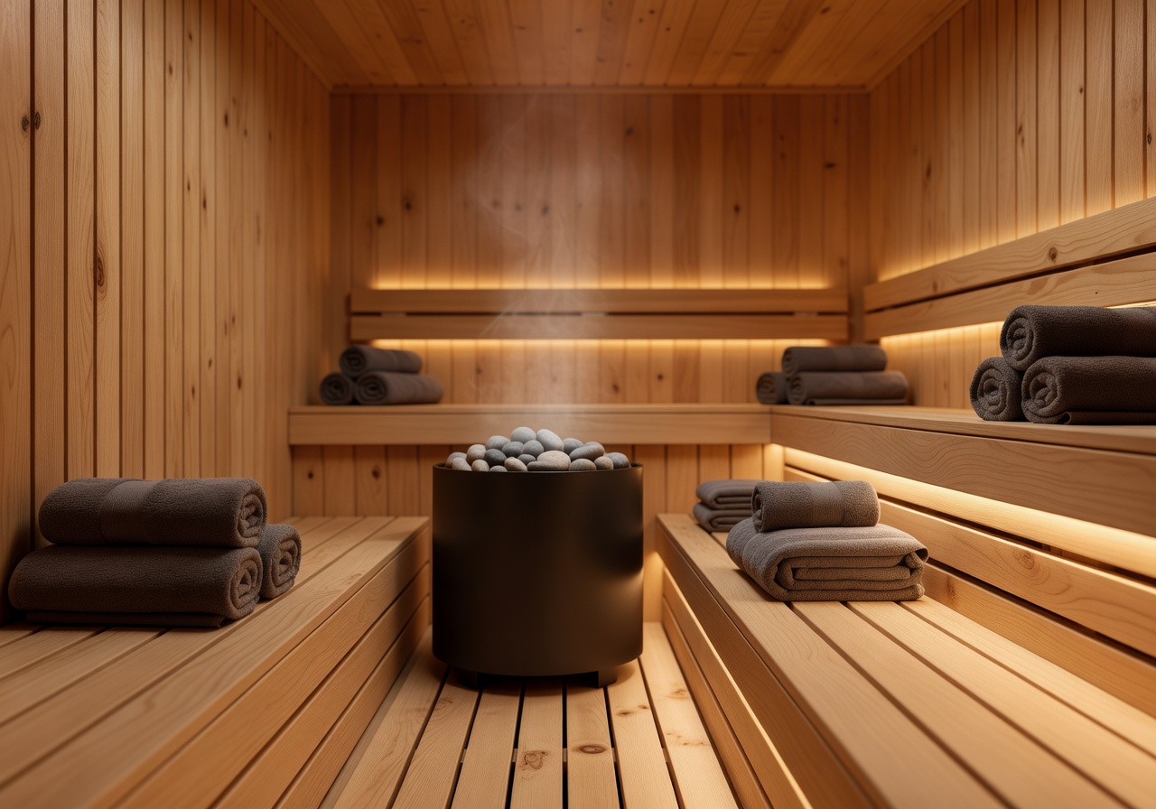 Finnish luxury sauna interior wooden Nordic spa