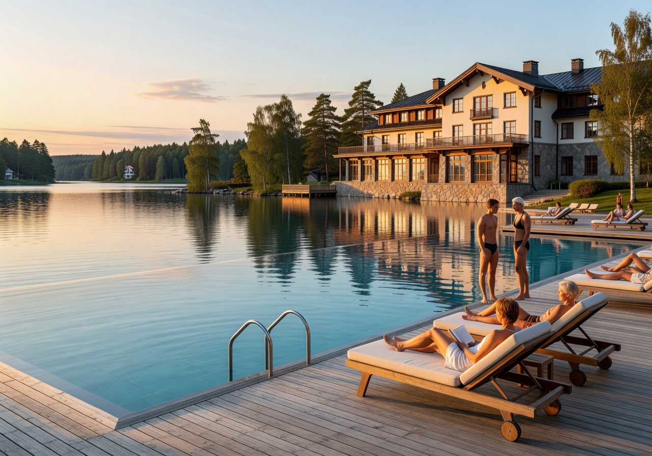 Spahotel Casino lakeside infinity pool Savonlinna